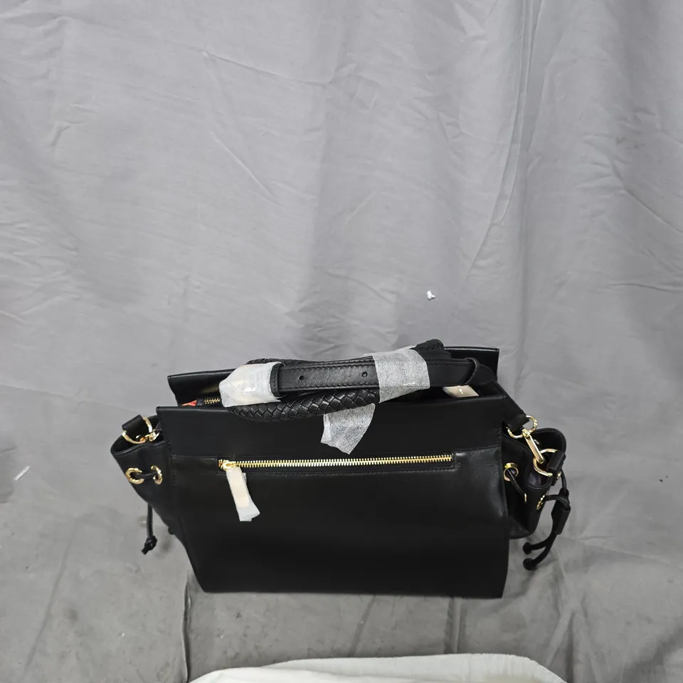 PAUL COSTELLOE DRESSAGE BLACK HANDBAG WITH BRAIDED HANDLES