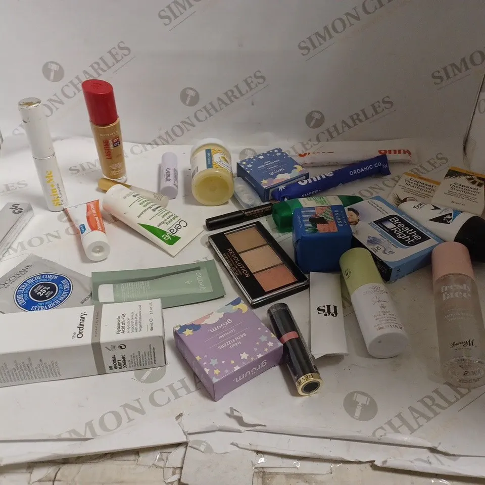 LOT OF APPROX 20 ASSORTED HEALTH AND BEAUTLY- THE ORDIBARY HYALURONIC ACID, CERA VE CLEANSER, RIMMEL LONDON FULL COVERAGE FOUNDATION