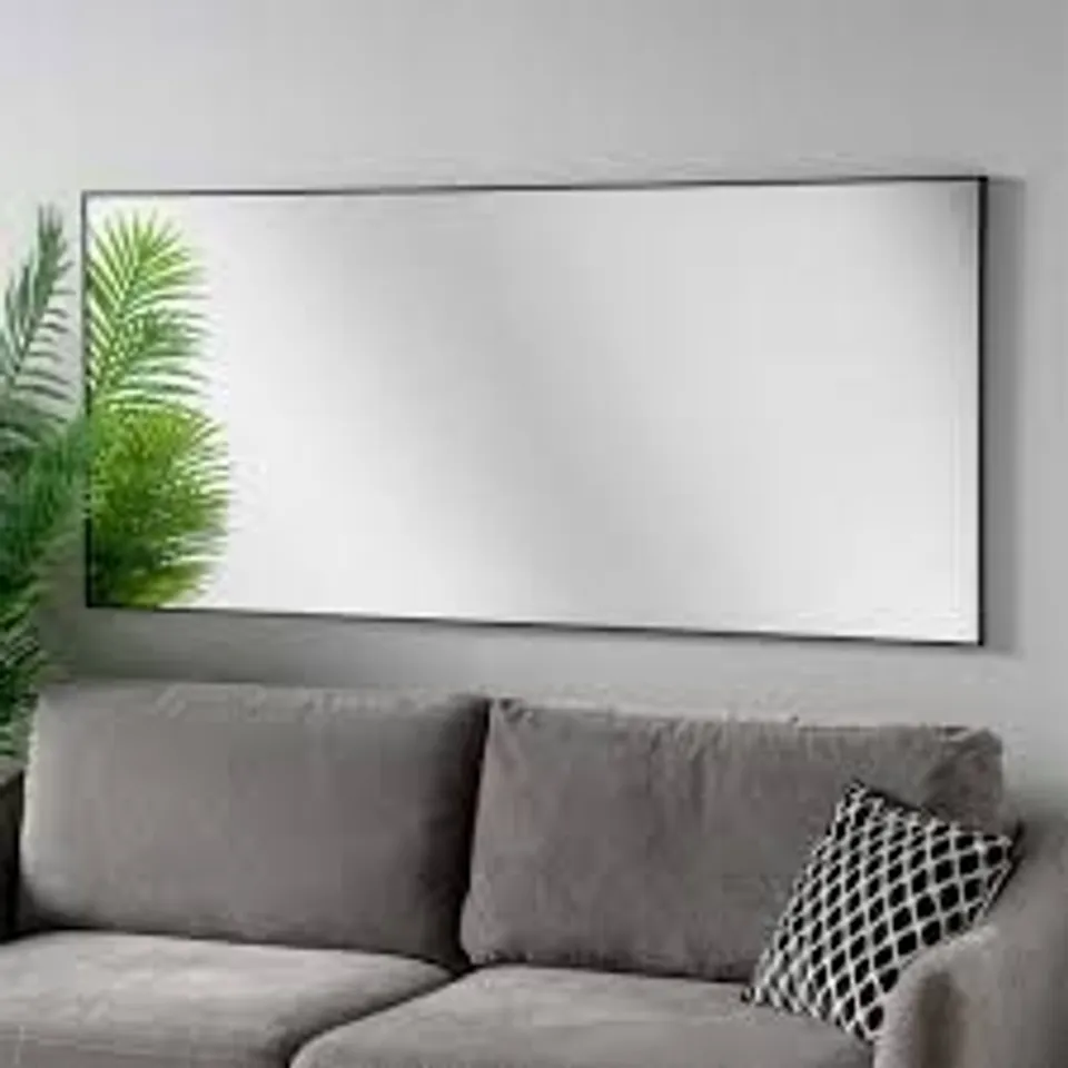 BRAND NEW BOXED ALI MATT BLACK RECTANGULAR WALL MIRROR - 90 X 60cm