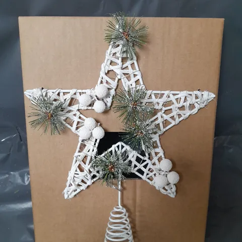 PRE LIT WHITE STAR TREE TOPPER