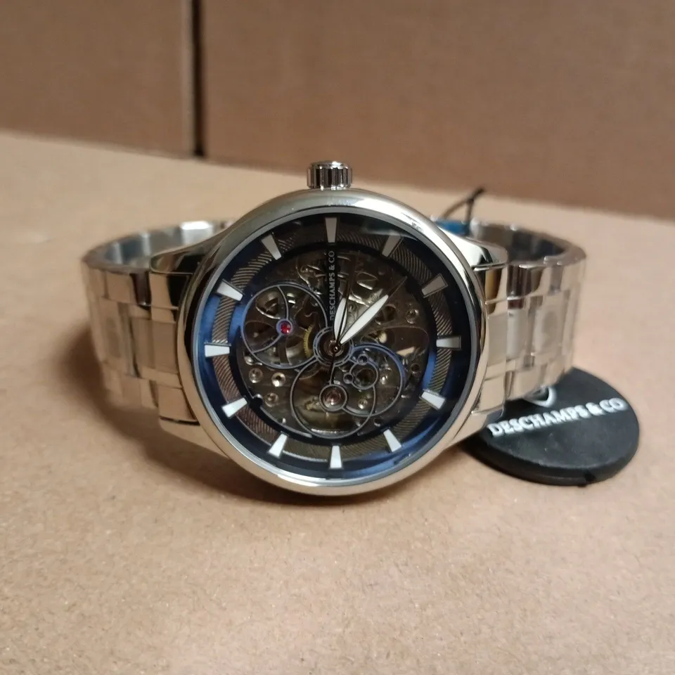 BOXED DESCHAMPS & CO SKELETON WRISTWATCH IN PRESENTATION BOX
