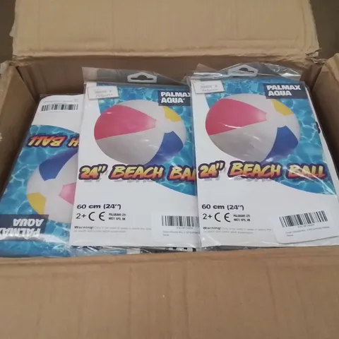 BOX CONTAINING LARGE AMOUNT OF BRAND NEW 24" INFLATABLE BEECH BALLS