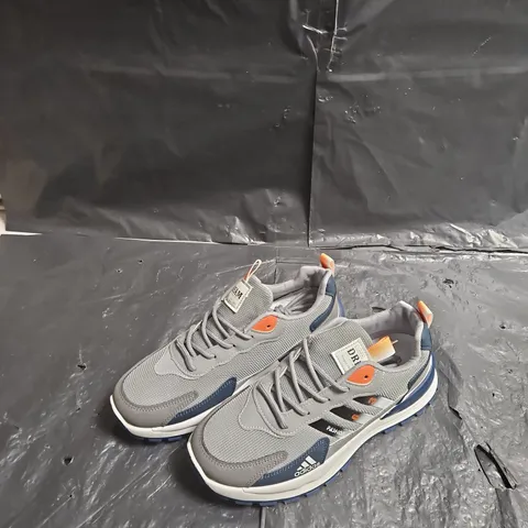 ADIDAS TRAINERS β GREY/BLUE WITH ORANGE ACCENTS EU 41