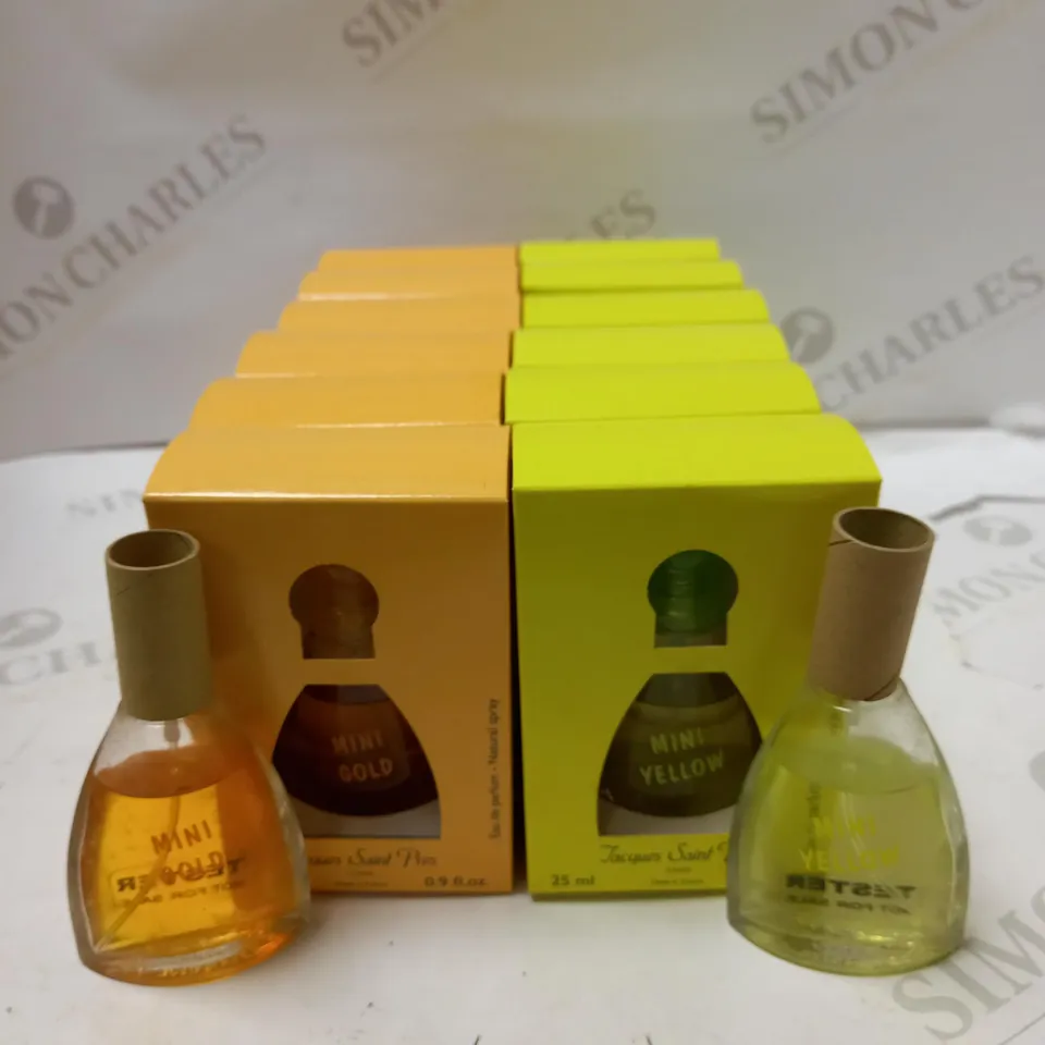 LOT OF 14 X 25ML ASSORTED JSP MINI GOLD & MINI YELLOW EAU DE PARFUM