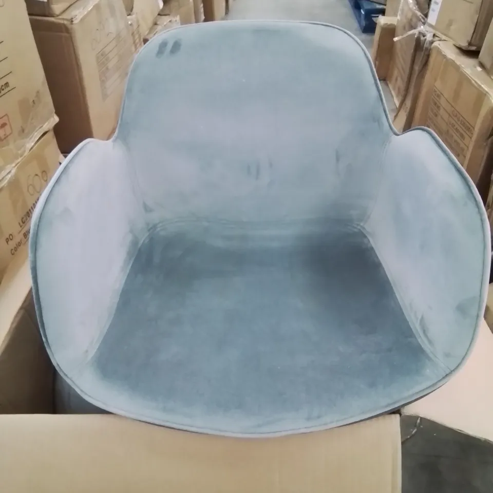 A BOXED PAIR OF GREY VELVET UPHOLSTERED DINING/SIDE ROOM CHAIRS 