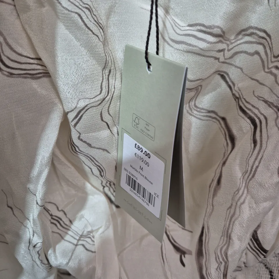 MINT VELVET MARBLE PRINT BLOUSE – CREAM, SIZE M SIZE UNSPECIFIED