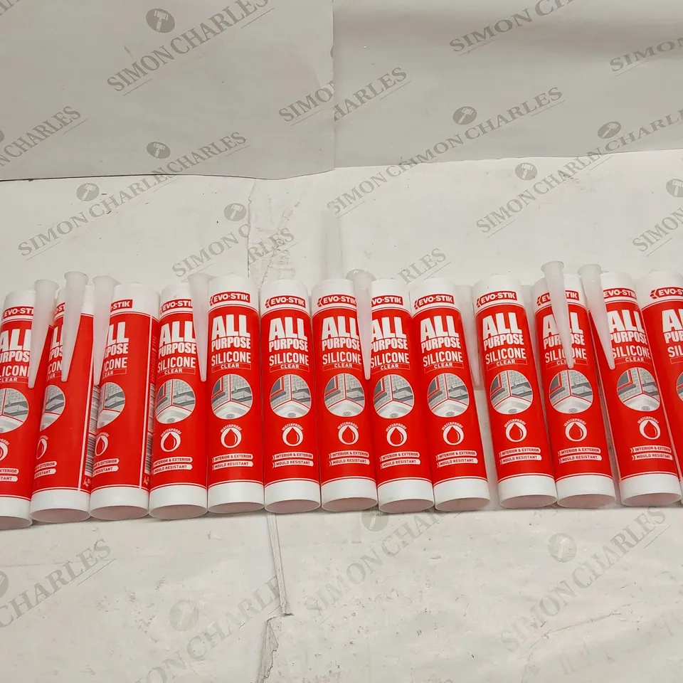 APPROXIMATELY 13X BRAND NEW EVO-STIK 280ML ALL PURPOSE SILICONE CLEAR