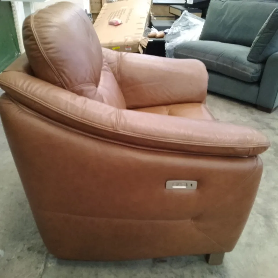QUALITY DESIGNER G-PLAN JACKSON ELECTRIC RECLINER CHAIR - DALLAS TAN LEATHER
