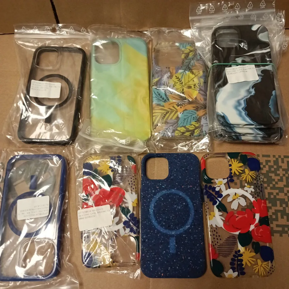 APPROXIMATELY 40 ASSORTED PHONES CASES IN VARIOUS DESIGNS, STYLES & COLOURS FOR PHONES SUCH AS IPHONE 13, IPHONE 12 MINI, IPHONE 12, ETC