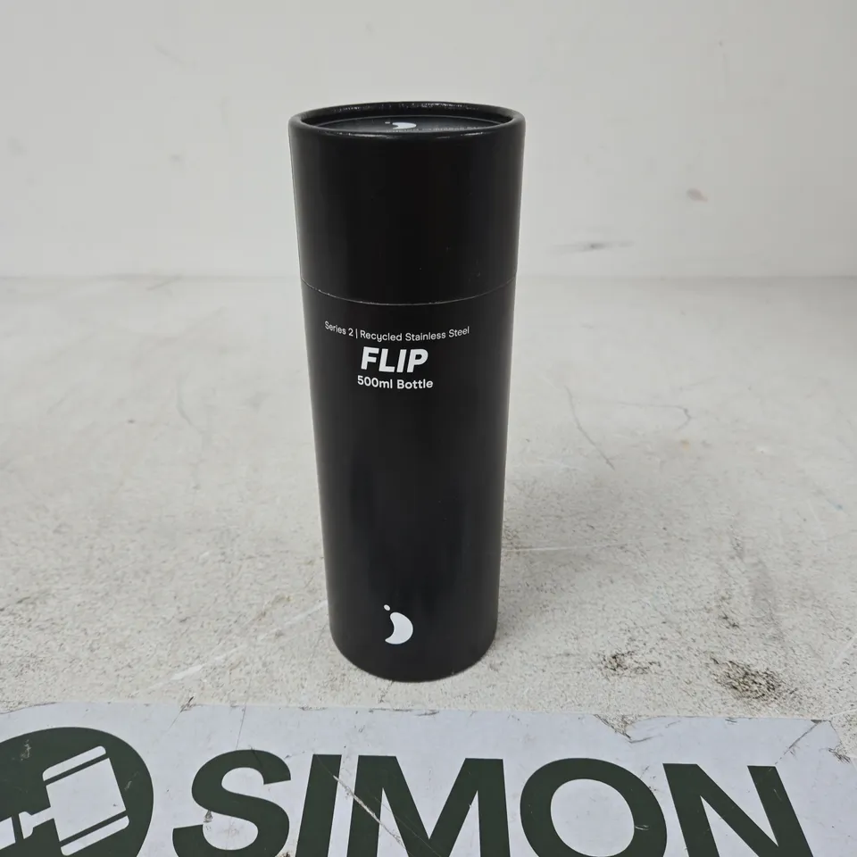 TWO WATER BOTTLES: FLIP 500ML BOTTLE (BLACK) AND STAINLESS STEEL INSULATED BOTTLE