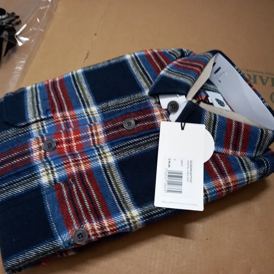PRETTYGREEN CELESTIAL CHECK SHIRT IN NAVY  - S