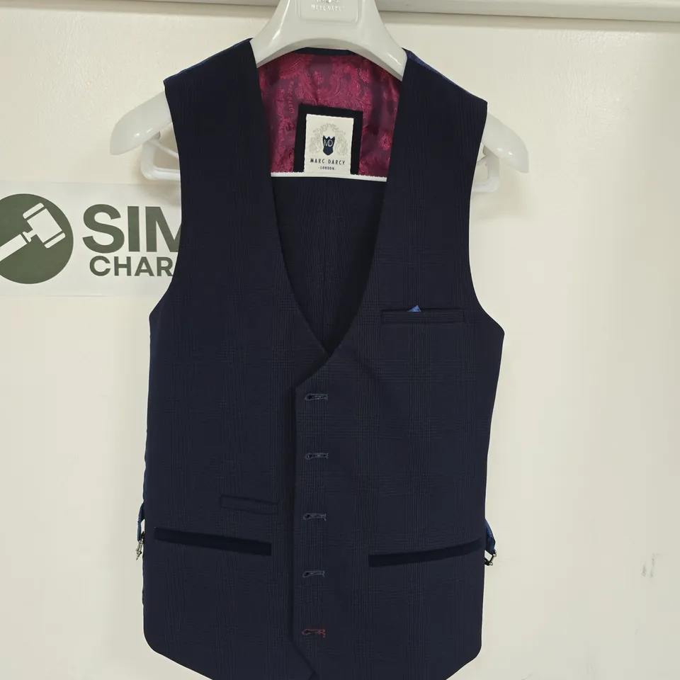 MARC DARCY LONDON BROMLEY WAIST COAT AND TROUSERS SET IN NAVY - SIZE 34 TROUSERS 28R