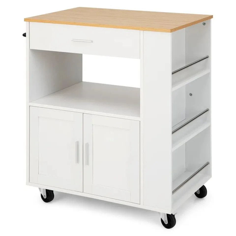 BOXED AMAJ WOOD BAR CART - WHITE (1 BOX)