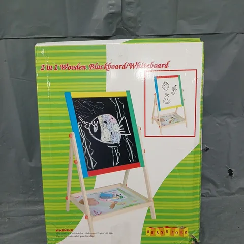 BOXED 2IN1 WOODEN BLACKBOARD/WHITEBOARD 