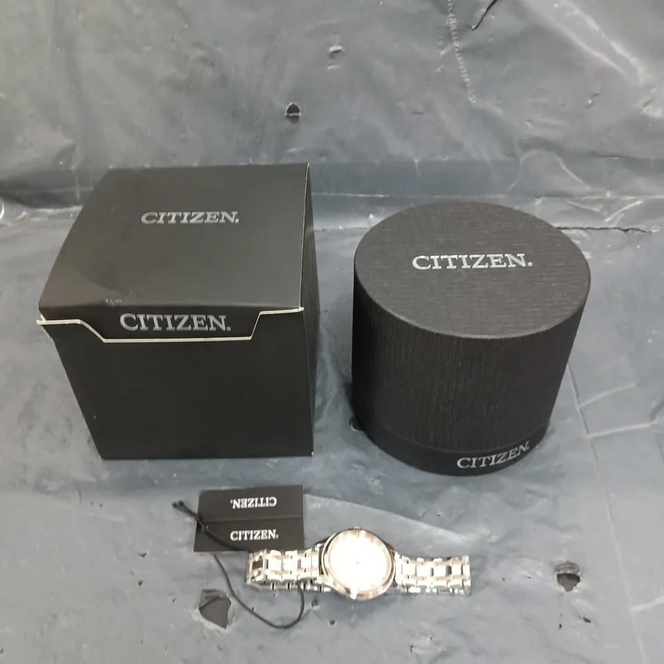 BOXED CITIZEN ECO DRIVE SILVER AND GOLD FEMALE WATCH 