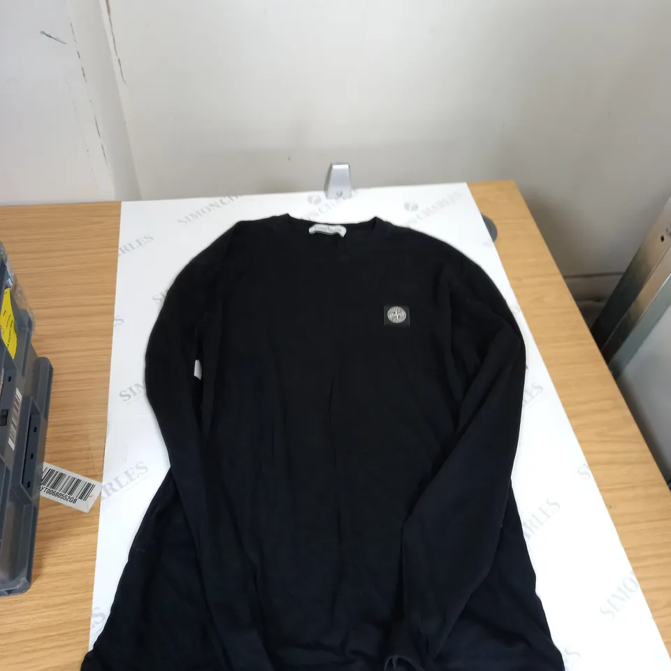 MENS BLACK LONG SLEEVE STONE ISLAND TOP 