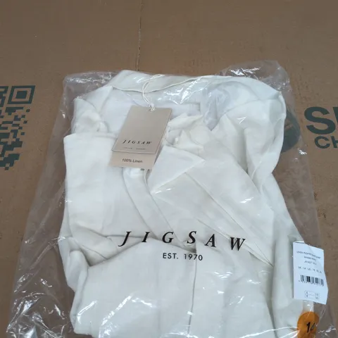 JIGSAW LINEN PLEATED WAIST SHIRT WHITE- UK SIZE 14