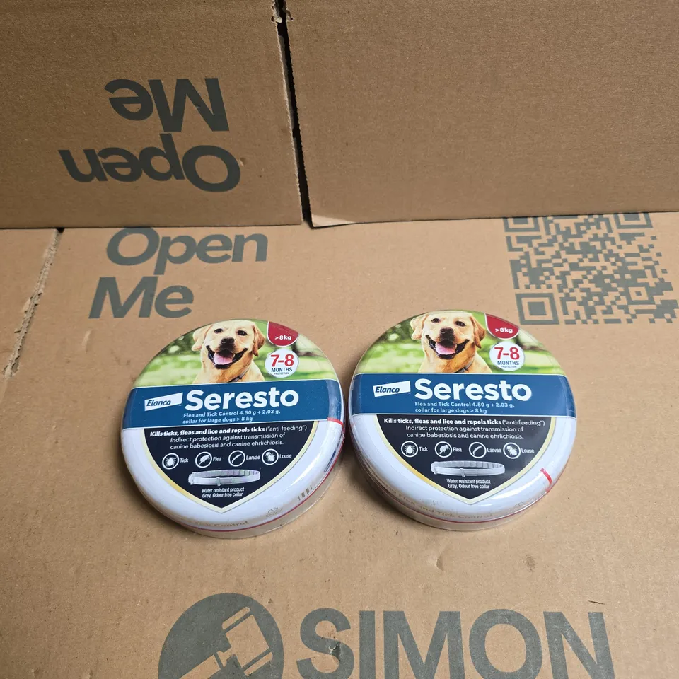 2 X SERESTO FLEA AND TICK CONTROL 7-8 MONTHS