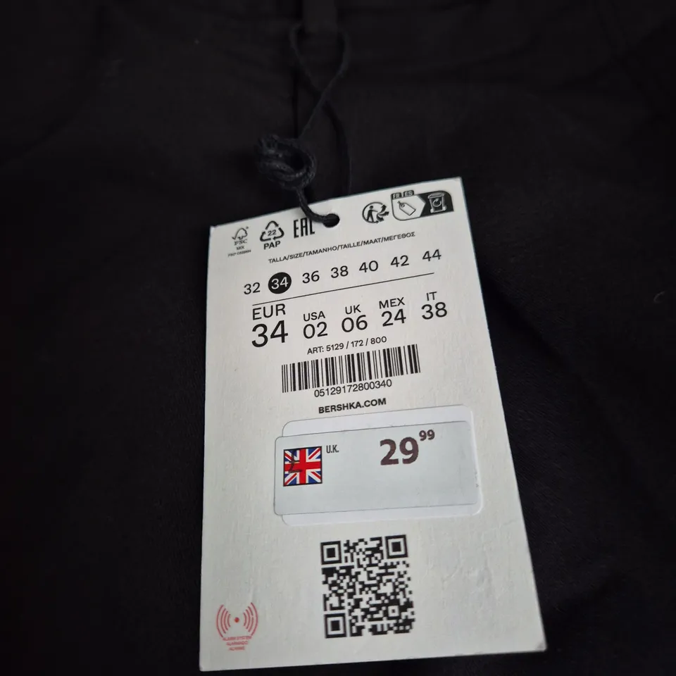 BERSHKA BLACK COAT, UK 6 (EU 34)