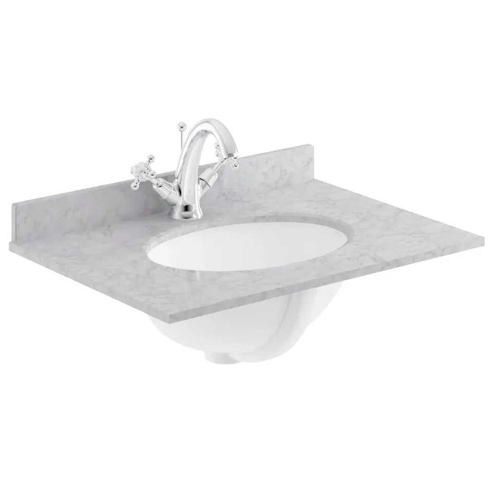 BOXED BAYSWATER BATHROOMS 620mm L x 463mm W MARBLE OVAL SINK (1 BOX)