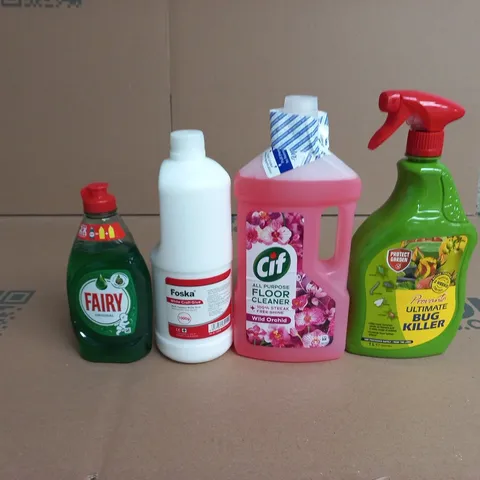 APPROXIMATELY 15 ASSORTED HOUSEHOLD LIQUIDS TO INCLUDE CIF FLOOR CLEANER, FAIRY WASHING UP LIQUID AND ULTIMATE BUG KILLER