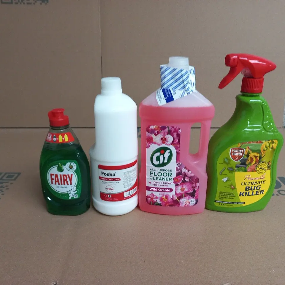 APPROXIMATELY 15 ASSORTED HOUSEHOLD LIQUIDS TO INCLUDE CIF FLOOR CLEANER, FAIRY WASHING UP LIQUID AND ULTIMATE BUG KILLER