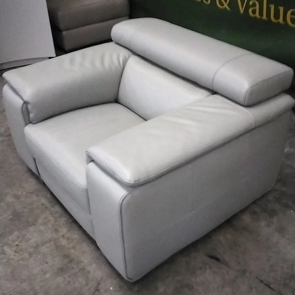 QUALITY ITALIAN DESIGNER MELO MAXI ARMCHAIR LIGHT GREY LEATHER