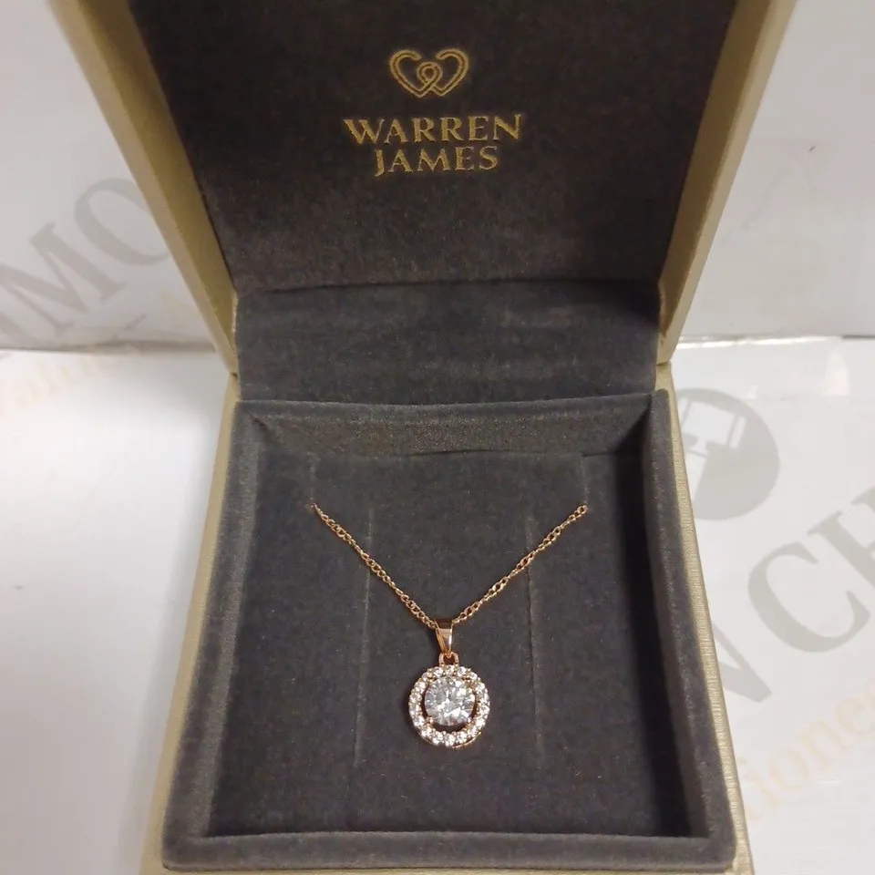 WARREN JAMES ROSE GOLD NECKLACE WITH SPARKLE STONE PENDANT