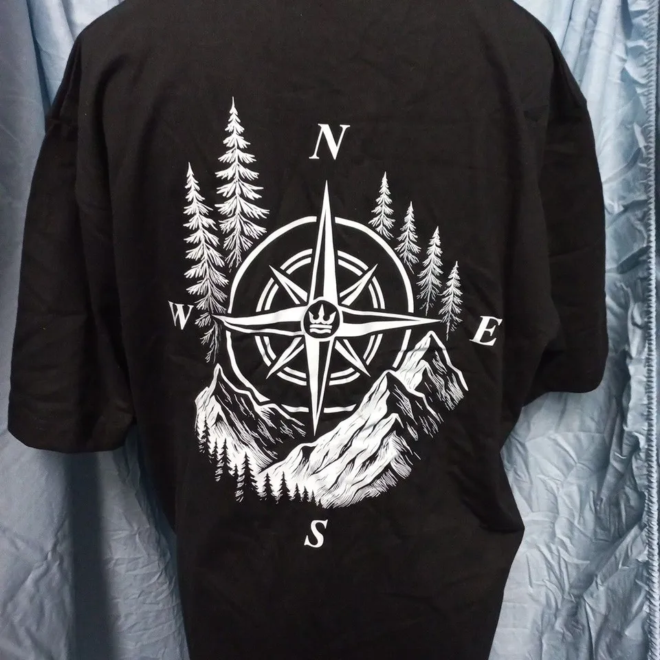 TERREIGN COMPASS THEMED T-SHIRT IN BLACK - XL