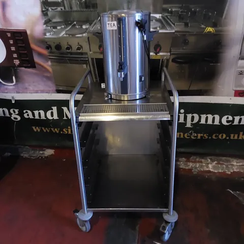 COMMERCIAL STAINLESS STEEL CATERING TROLLEY WITH HOT WATER BOILER / TEA DISPENSER