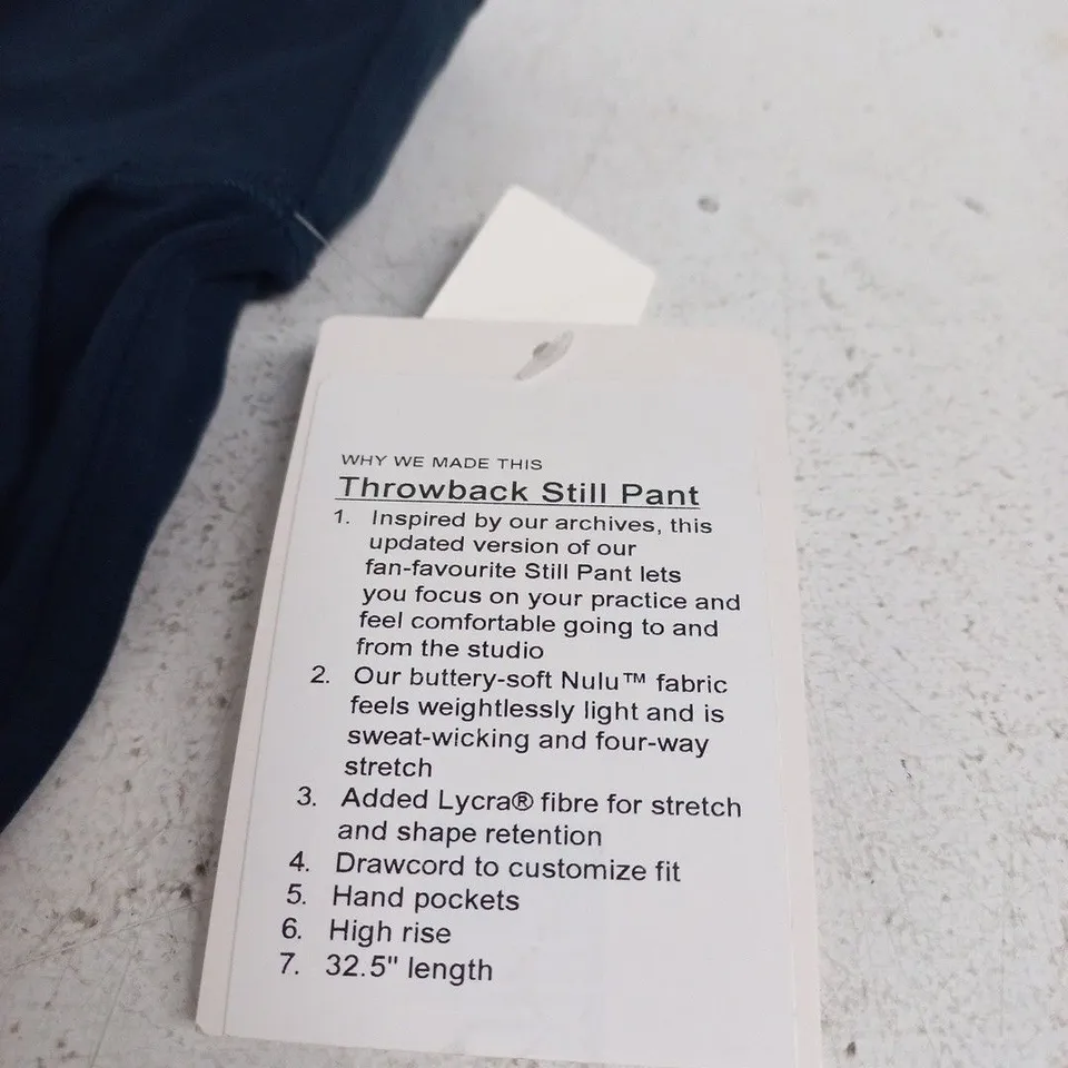 LULULEMON THROWBACK STILL PANT – NAVY, UK 4 (US 0)