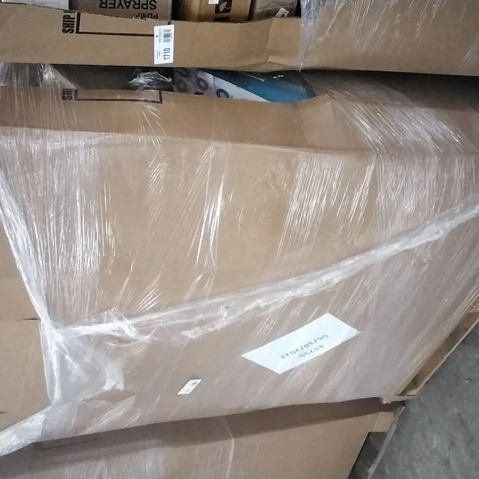 PALLET OF ASSORTED ITEMS INCLUDING KITCHEN FAUCET, ELECTRIC AIFEEL MIXER, FOLDING CAMP STOOL, GRILL TOOLS, SUPPORT BAR