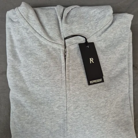 REPRESENT INITIAL ZIP HOODIE IN GREY SIZE LARGE