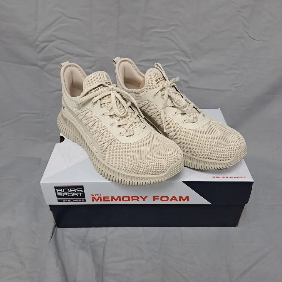 SKECHERS BOBS SPORT MEMORY FOAM SNEAKERS – BEIGE, MEN'S UK 7