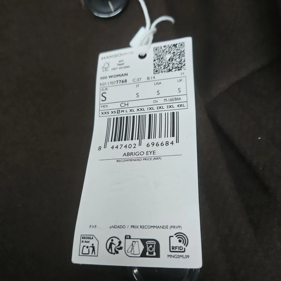 MNG MANGO WOMEN'S WOOL COAT – BROWN, UK SIZE S