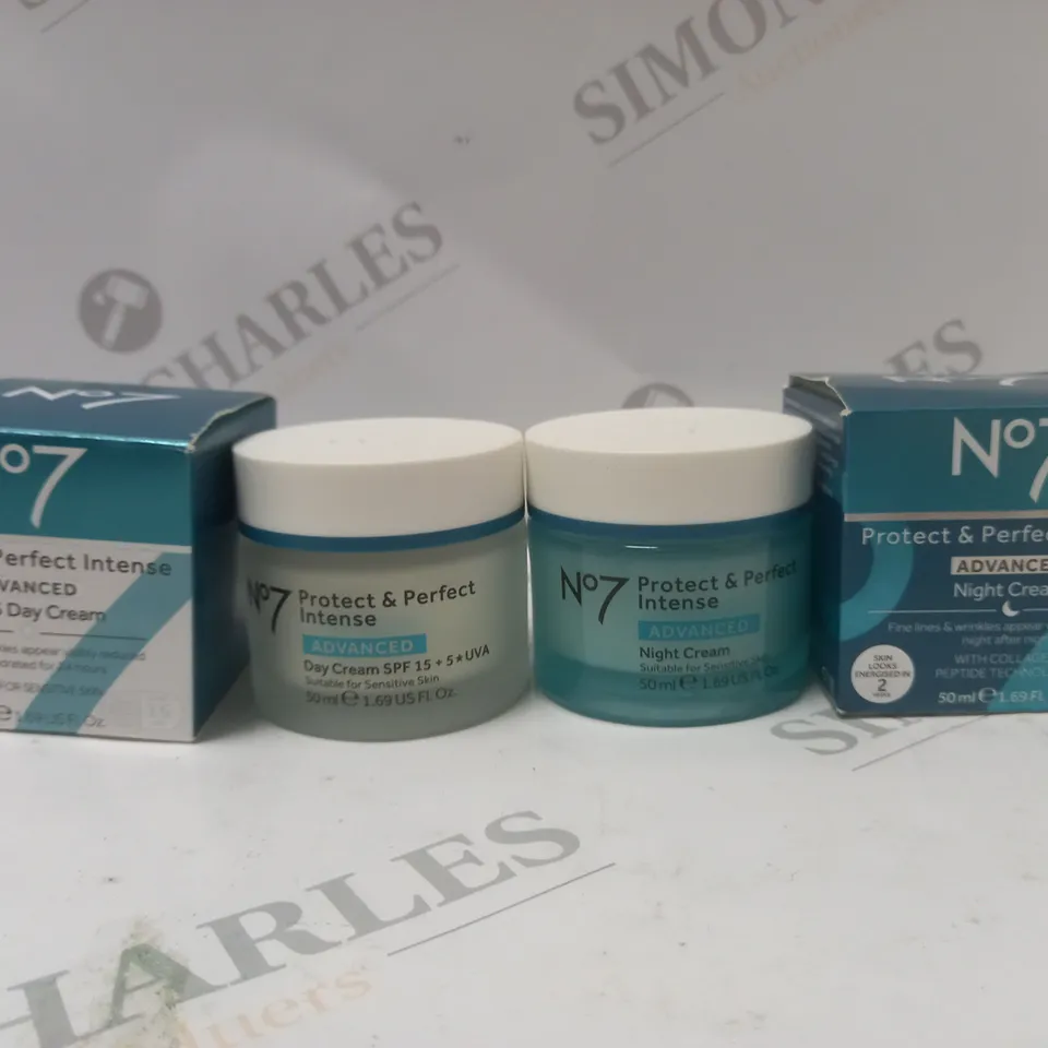 2 BOXED N07 PODUCTS TO INCLUDE PROTECT & PERFECT INTENSE DAY CREAM (50ml), PROTECT & PERFECT NIGHT CREAM (50ml)