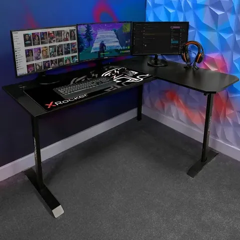 BOXED X ROCKER PANTHER XL REVERSIBLE CORNER SPORTS GAMING DESK - CARBON BLACK (1 BOX)