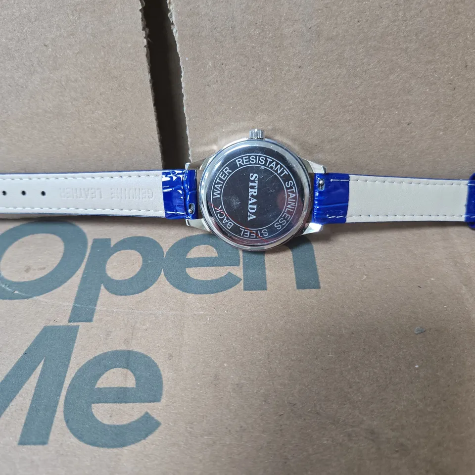 STRADA WRISTWATCH WITH BLUE LEATHER STRAP. BOXED