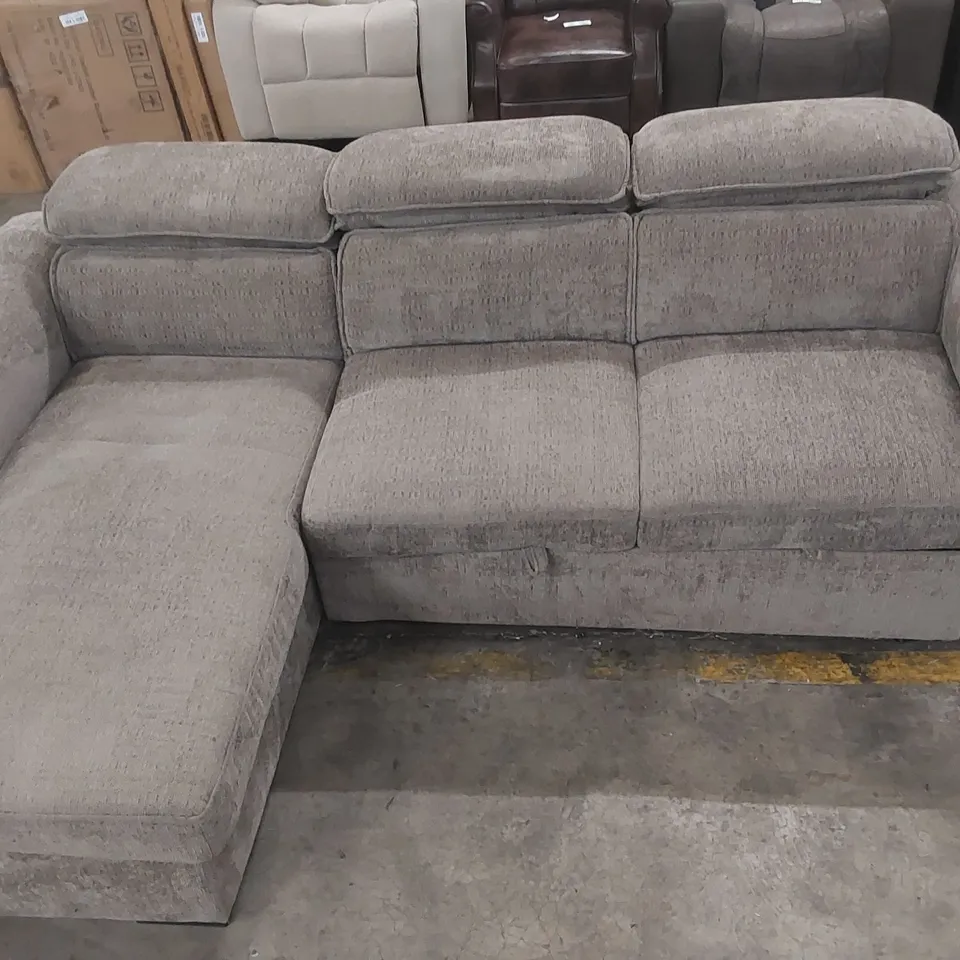 QUALITY DESIGNER CHUNKY WEAVE FABRIC UPHOLSTERED CORNER SOFA BED WITH STORAGE 