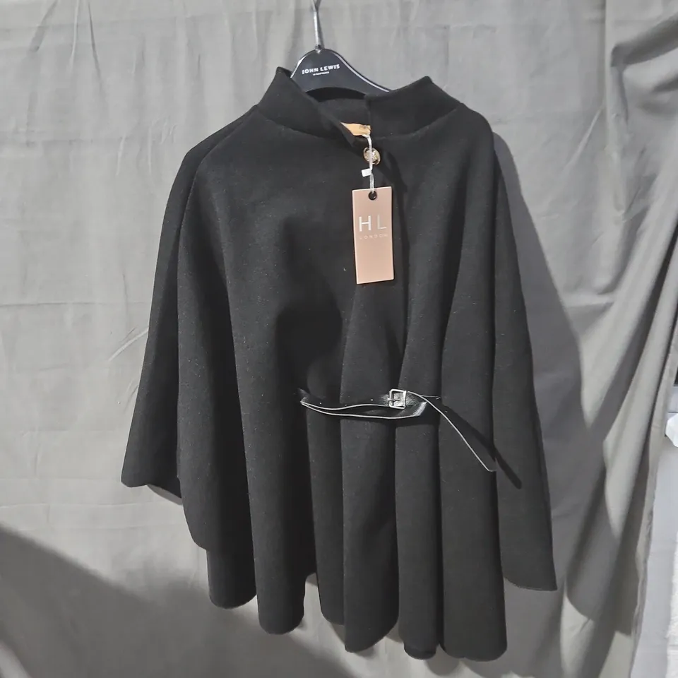 HL LONDON BLACK CAPE WITH BELT – WOMEN'S OUTERWEAR- SIZE UNSPECIFIED 