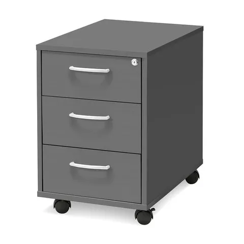 BOXED MOBILE PEDESTAL FLEXUS 3 DRAWERS, 600X400X600 MM, GREY