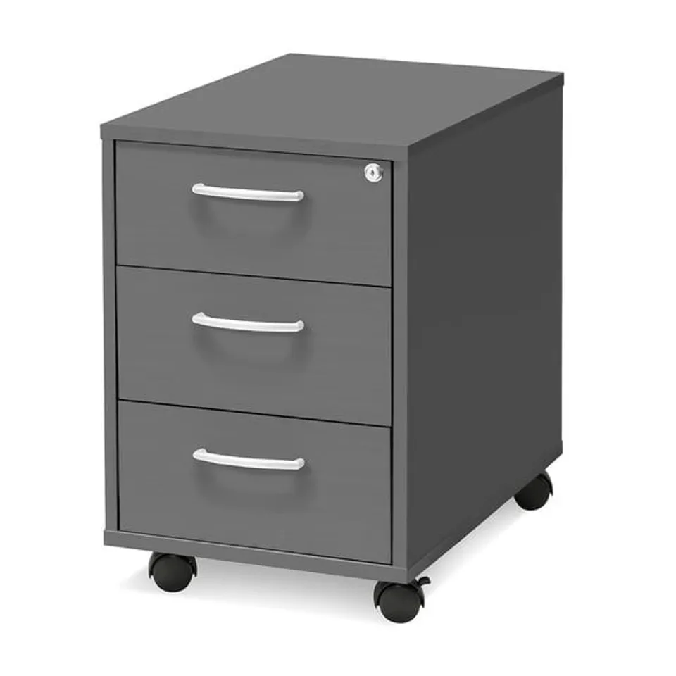 BOXED MOBILE PEDESTAL FLEXUS 3 DRAWERS, 600X400X600 MM, GREY