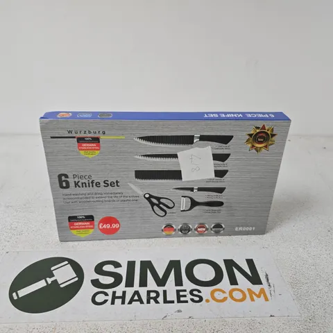 WÜRZBURG 6 PIECE KNIFE SET – BOXED KITCHEN KNIVES WITH SCISSORS
