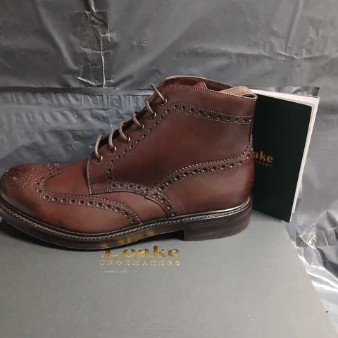 LOAKE BEDALE DK DARK BROWN HAND-PAINTED CALF LEATHER BOOTS – UK 10.5 (10 1/2 G)