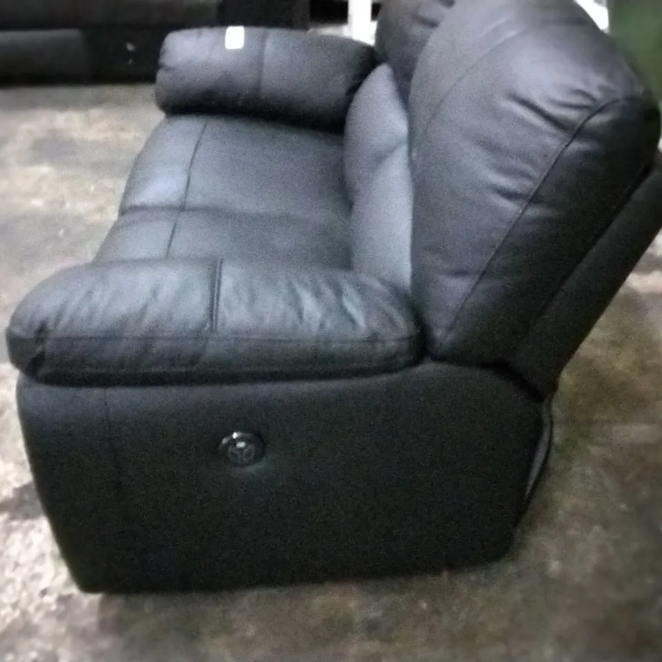 DESIGNER BLACK FAUX LEATHER RECLINING TWO SEATER SOFA