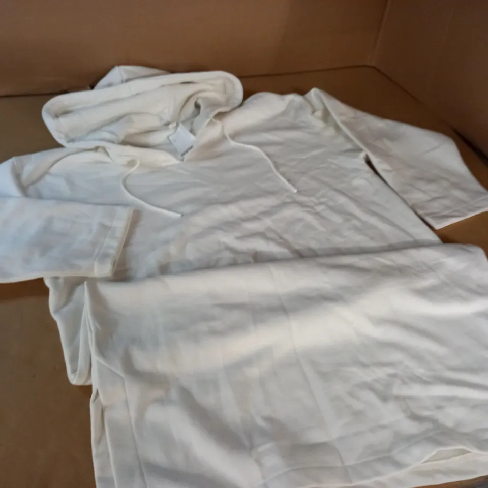 H&M WHITE LONGLINE HOODIE - EUR L
