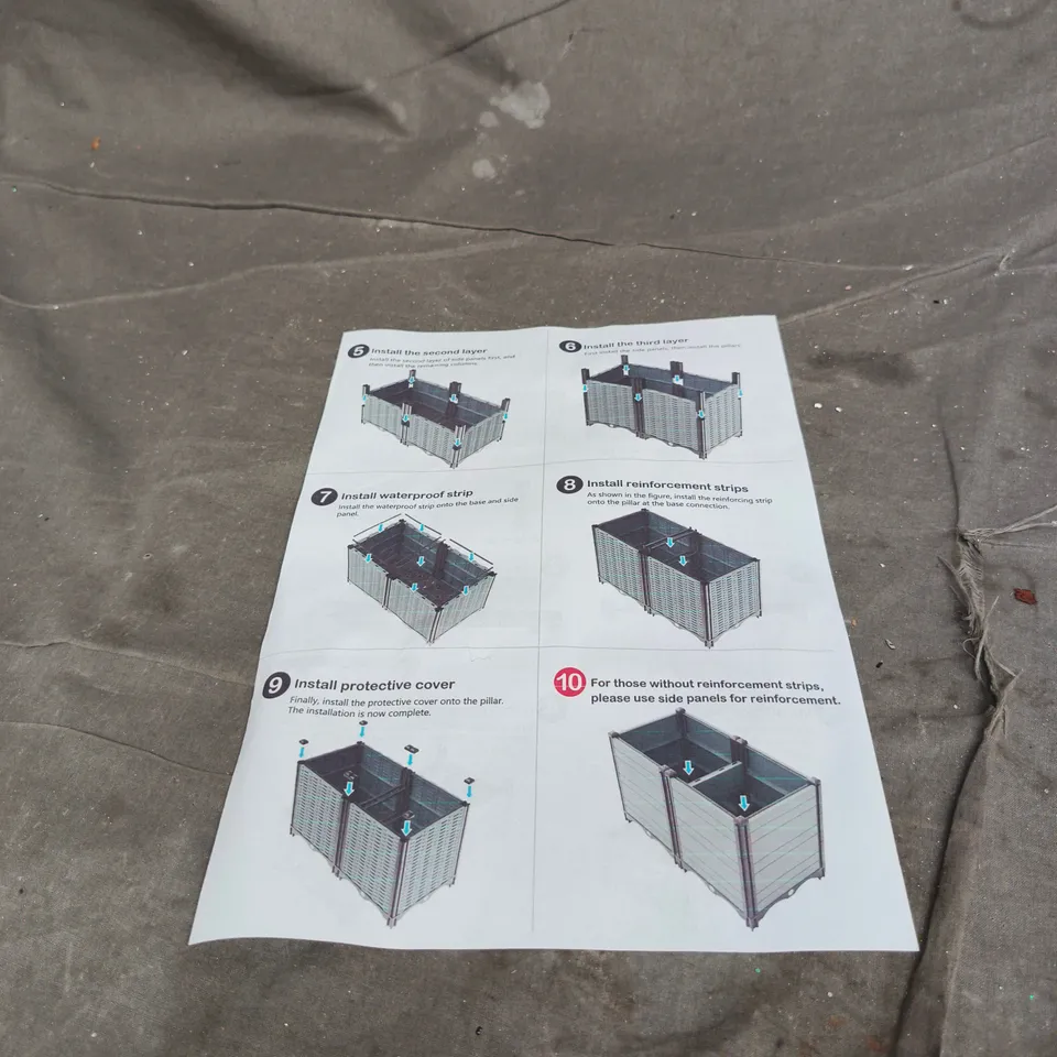 GARDEN MODULAR PLASTIC RAISED BED PLANTER WITH INSTRUCTIONS BLACK