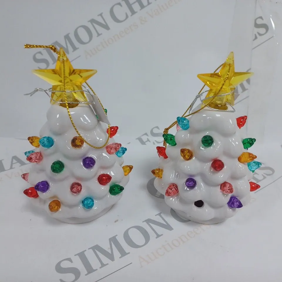 MR CHRISTMAS SET OF 2 CERAMIC LIGHT UP TREES IN GIFTBAG