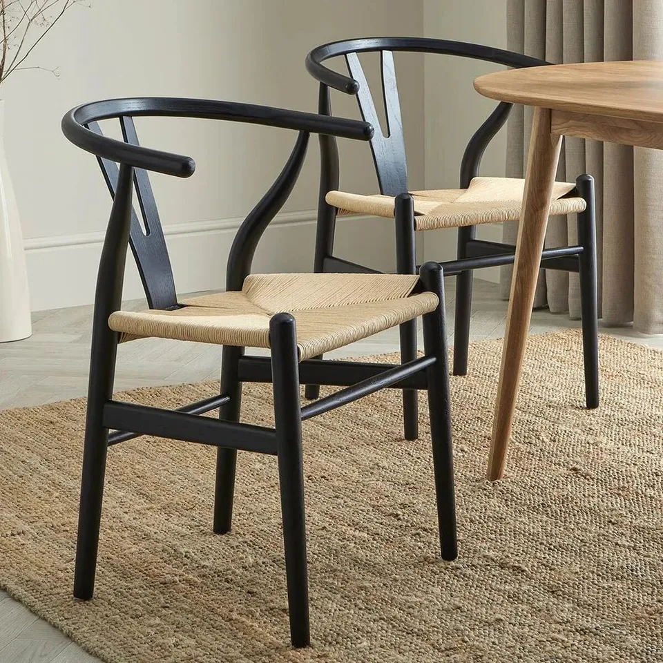 BOXED DUSK JADE SET OF 2 DINING CHAIRS - BLACK/NATURAL (1 BOX)