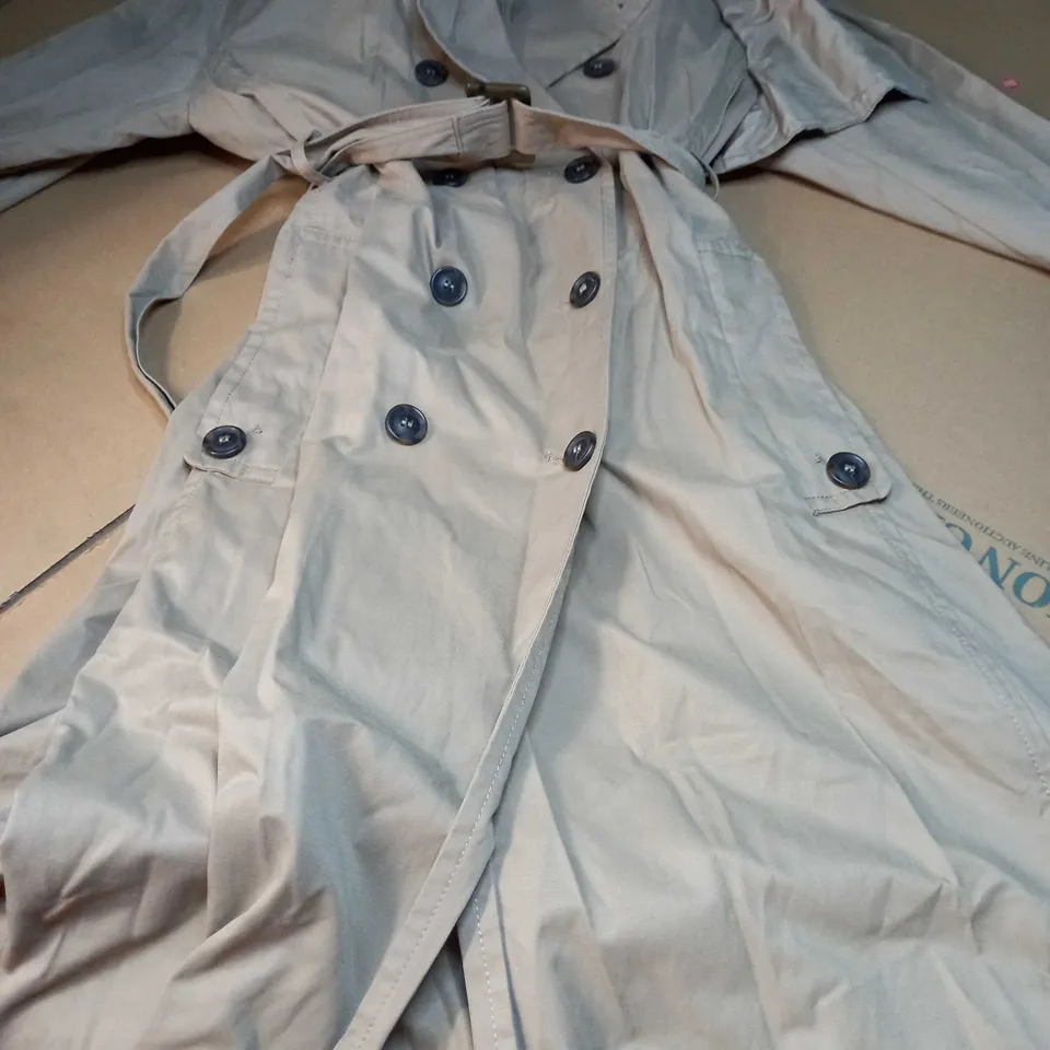 KAREN MILLEN TAN BUTTON UP FULL LENGTH TRENCH COAT - SIZE 12